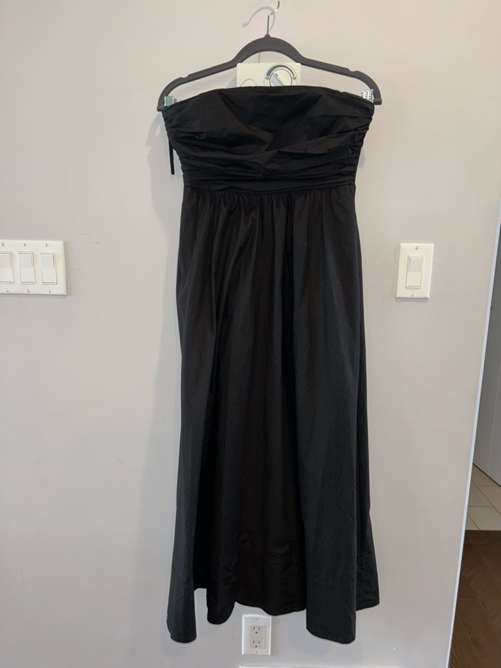 A.L.C Strapless Ruched Bodice Tate Poplin Dress Black - Picture 4 of 10